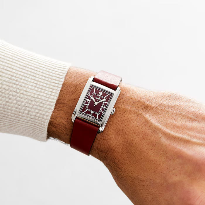 Oris Oris Rectangular 01 561 7783 4068-07 5 19 18 мужские часы красный циферблат на запястье